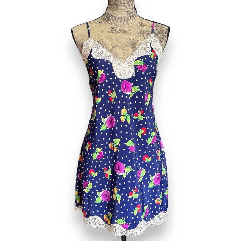 Vintage Victoria Secret Floral Polka Dot Slip Dress